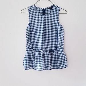 J.Crew Gingham Peplum Blouse Tank 00